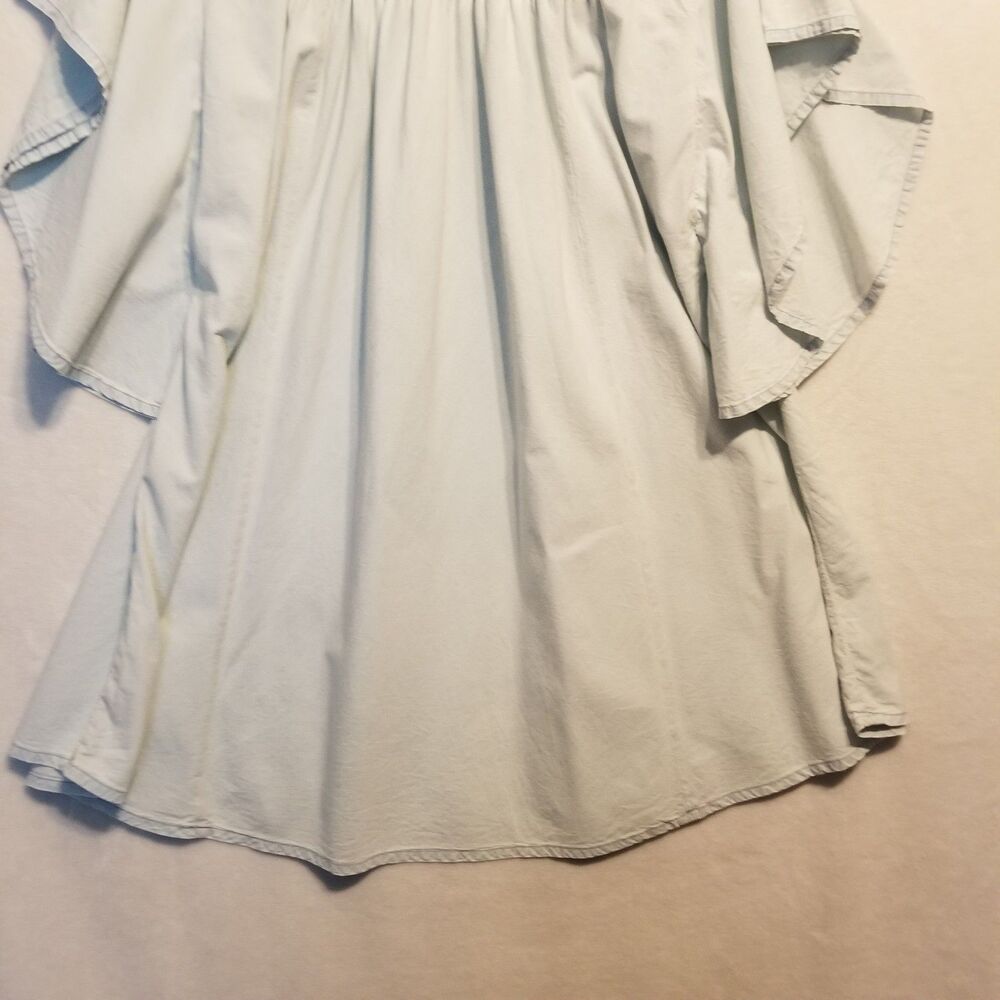 Lucky Brand 2X Dress Light Blue Chambray Flounce Coastal Cotton Hemp Beach Boho - Picture 2 of 9
